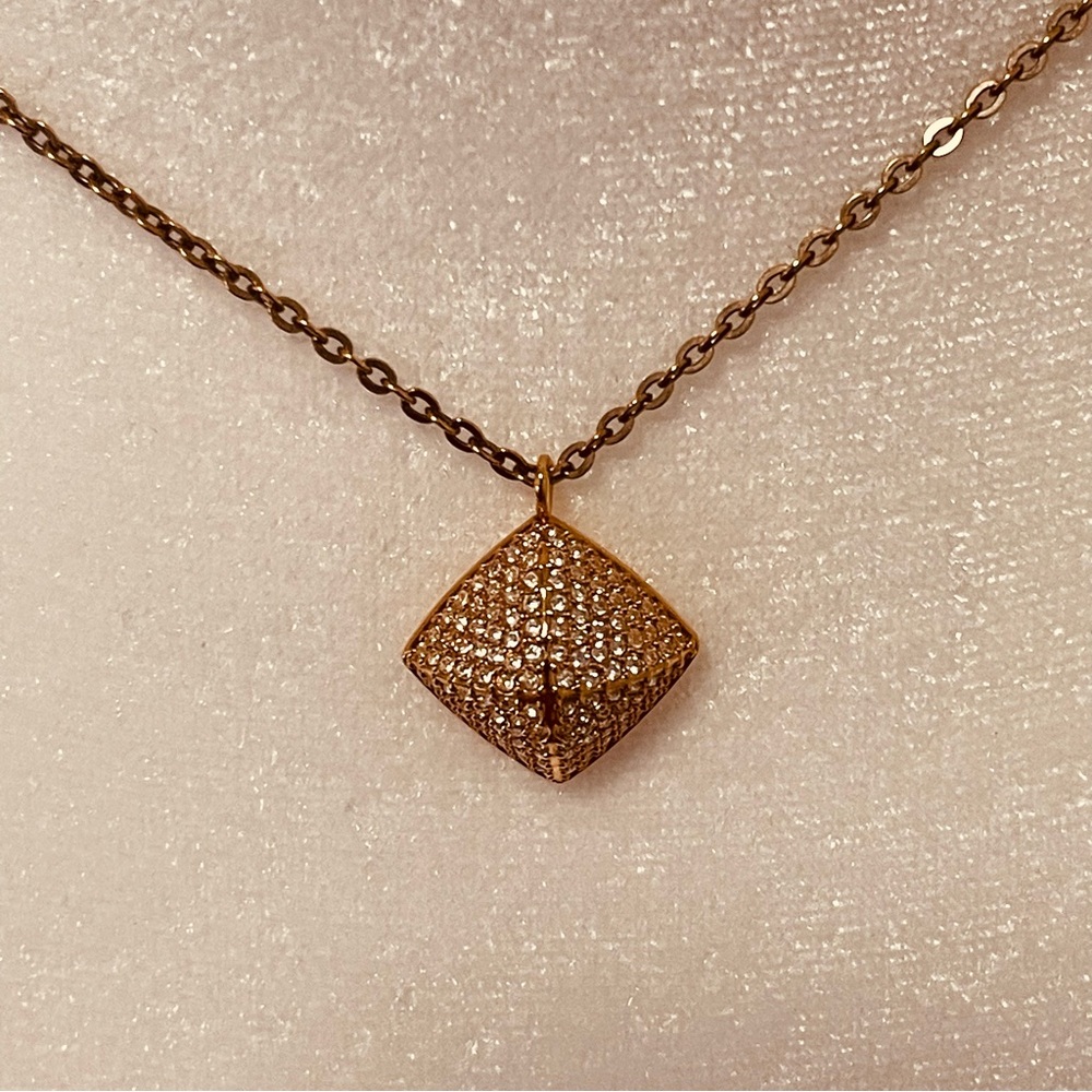 Swarovski TACTIC Pendant Necklace Pyramid Shaped Pendant Crystals Gold Plated
